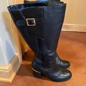 Leather extra wide calf boots size 8